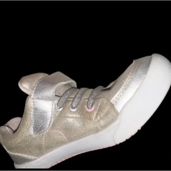 PEDIPED Dani Silver leather sneakers no tie girl’s tennis shoes size 33 1.5 2 - Picture 3 of 17